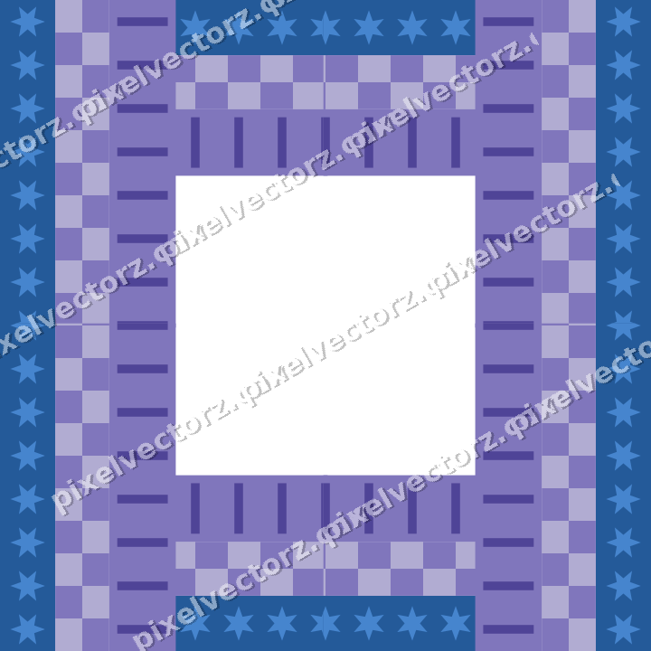 Decorative picture frame border in blue and cyan with star band