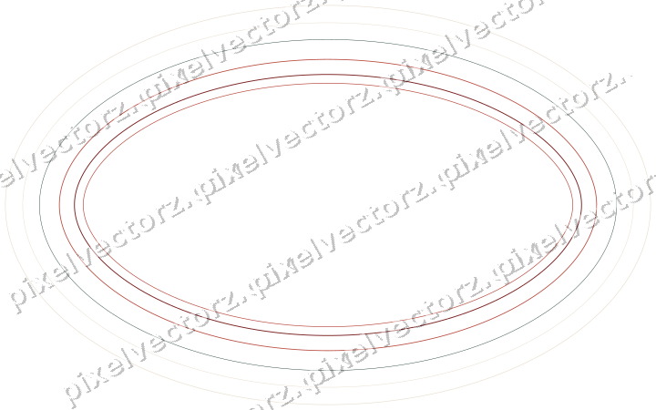 Decorative line art frame in dark red and dark green with oval