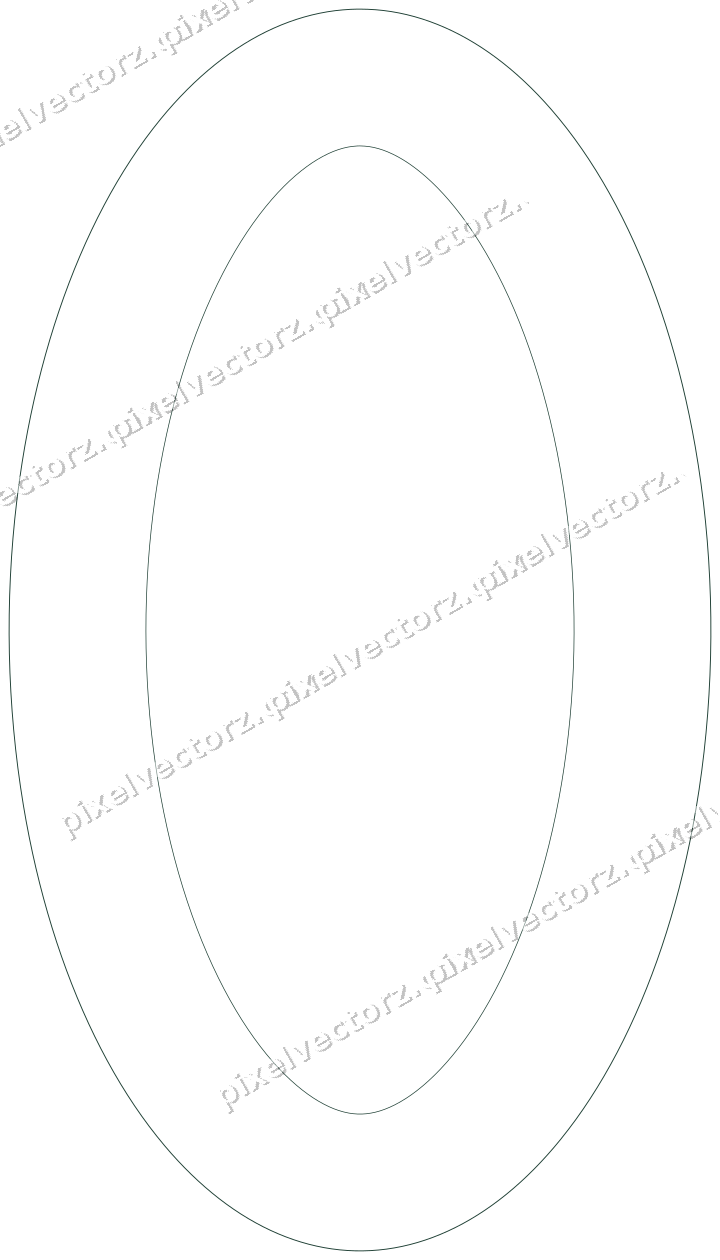 Decorative line art frame in dark green and red with oval