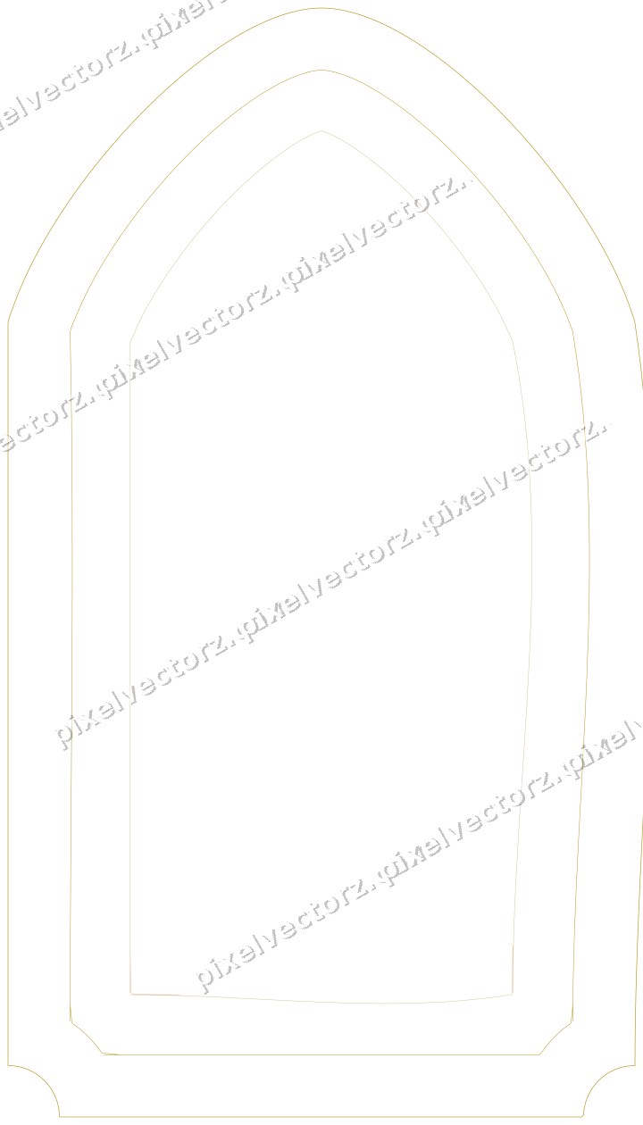 Decorative line art frame in amber and pale orange with label plaque
