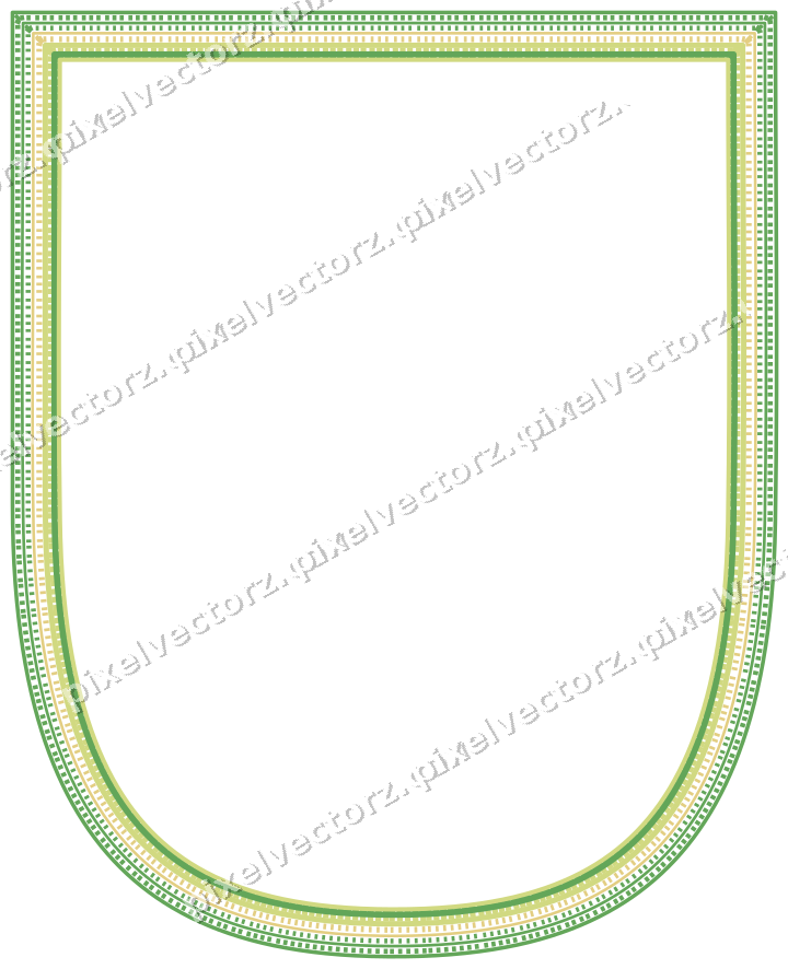 Decorative line art frame in lime and yellow with shield
