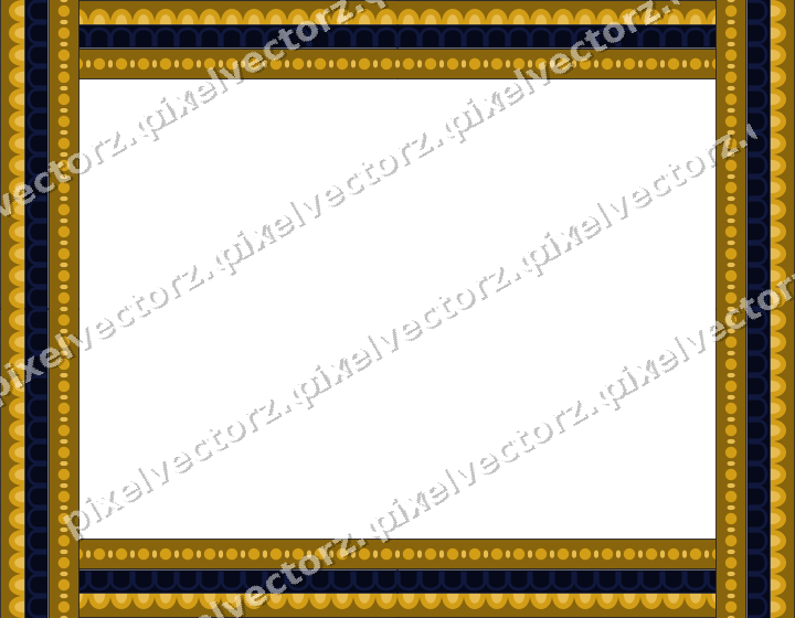 Decorative picture frame border in amber and blue with scale band
