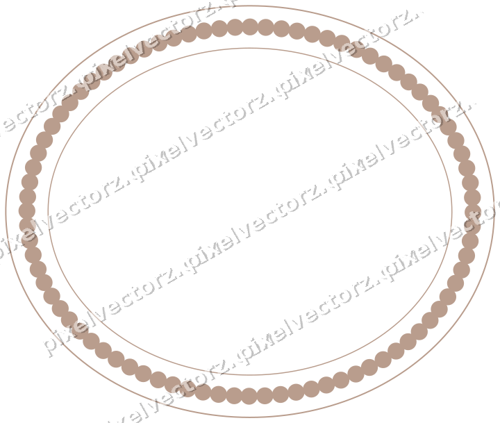 Decorative line art frame in amber and pale orange with oval