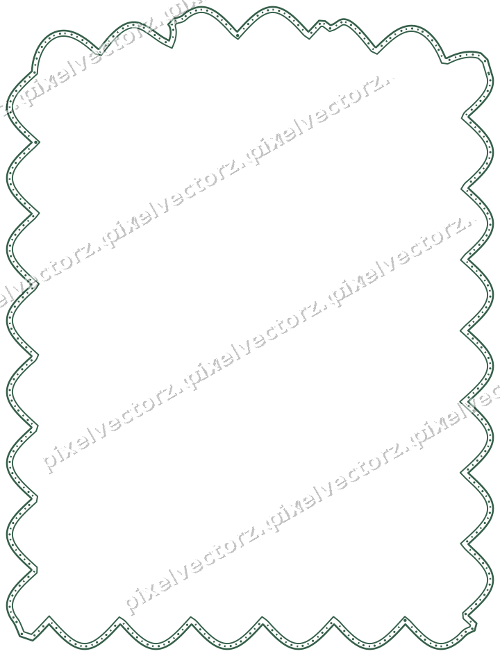 Decorative line art frame in dark green and orange with label plaque