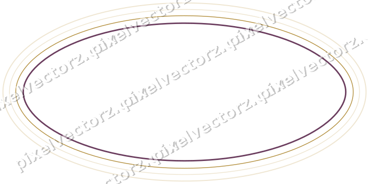Decorative line art frame in dark magenta and amber with oval