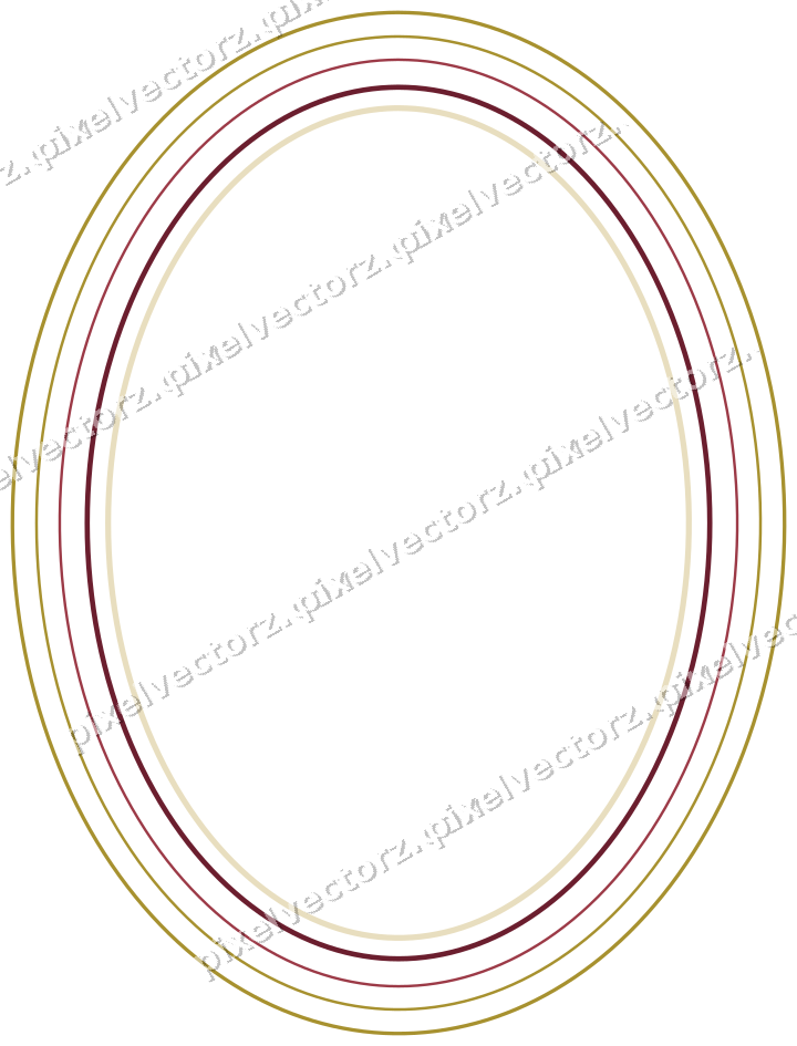 Decorative line art frame in dark pink and red with oval
