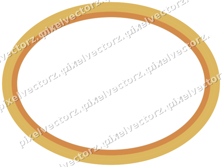 Decorative line art frame in orange and amber with oval and solid band