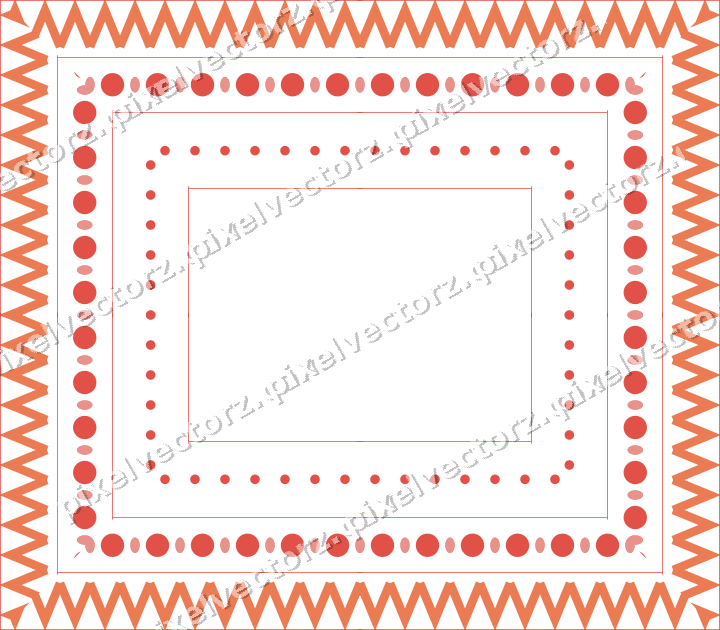 Decorative picture frame border in red and orange with zigzag