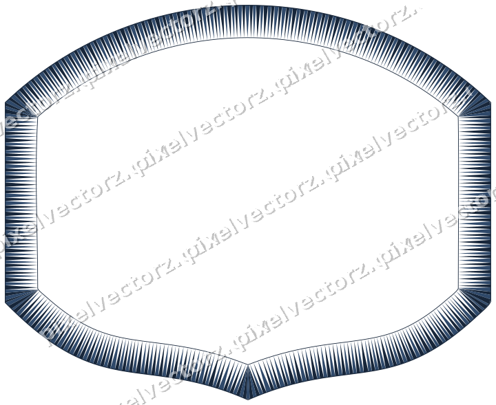 Decorative line art frame in dark blue and orange with label plaque
