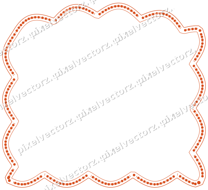 Decorative line art frame in orange and teal with label plaque