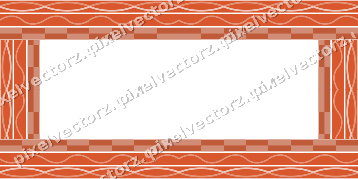 Decorative picture frame border in orange and cyan with wave band