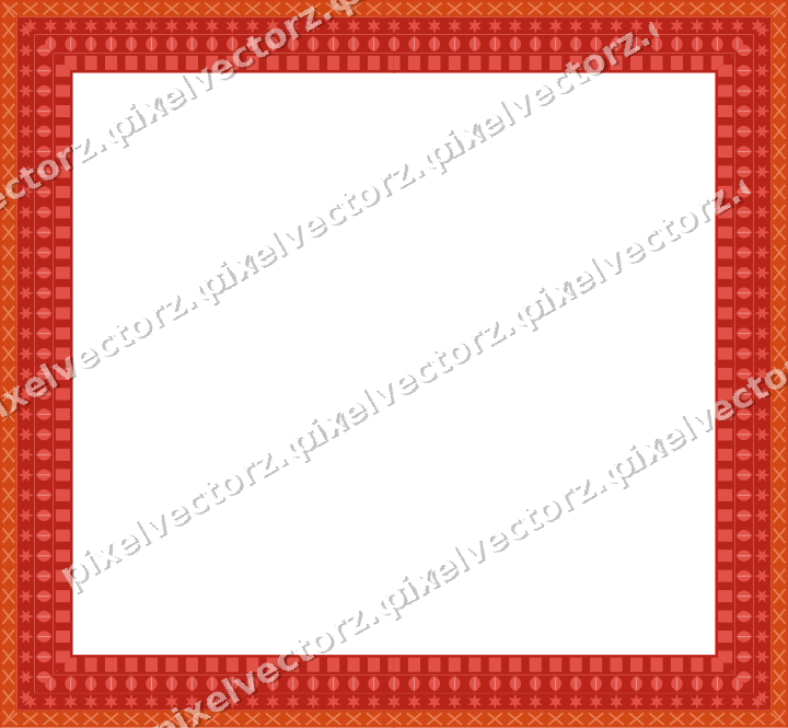Decorative picture frame border in red and orange with cross band
