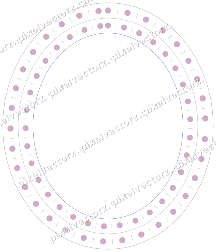 Decorative line art frame in purple and blue with oval and beaded line