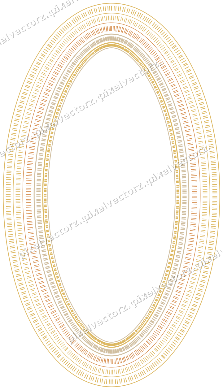 Decorative line art frame in orange and amber with oval