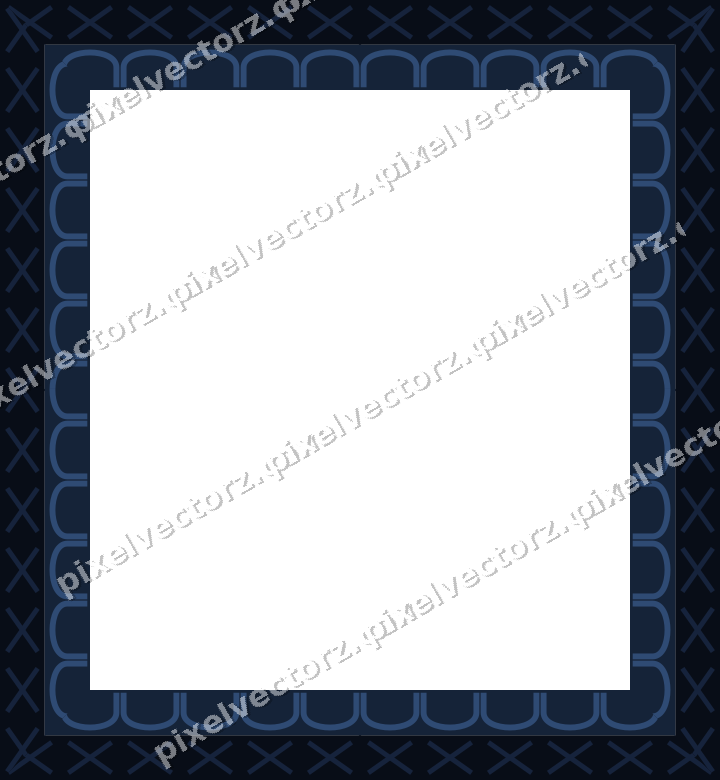 Decorative picture frame border in dark blue with arcade frieze