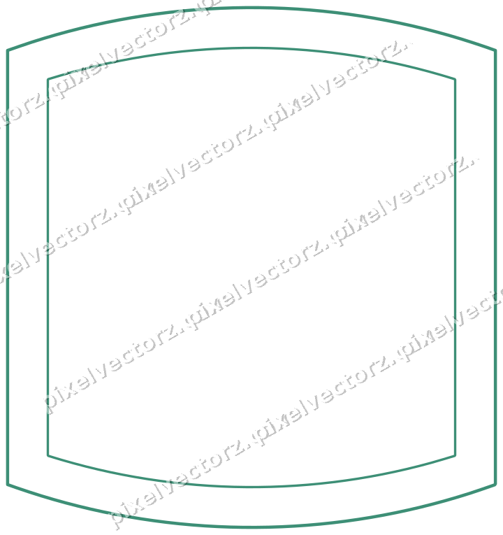 Decorative line art frame in amber and green with label plaque