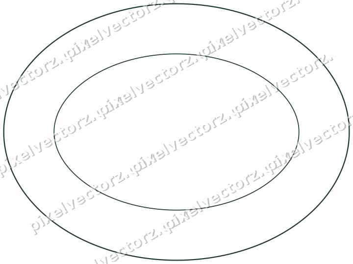 Decorative line art frame in dark green and orange with oval