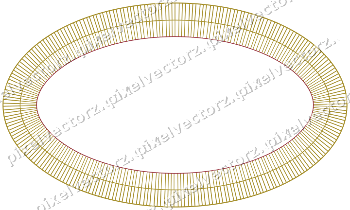 Decorative line art frame in dark pink and red with oval and hatching