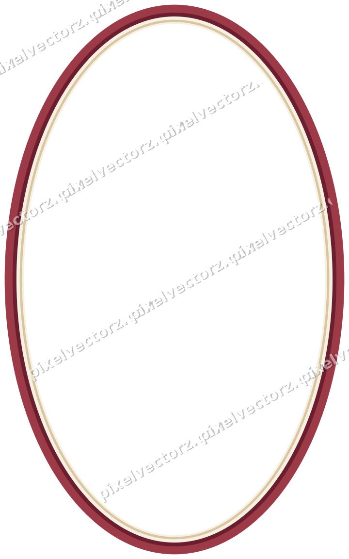 Decorative line art frame in dark pink and red with oval