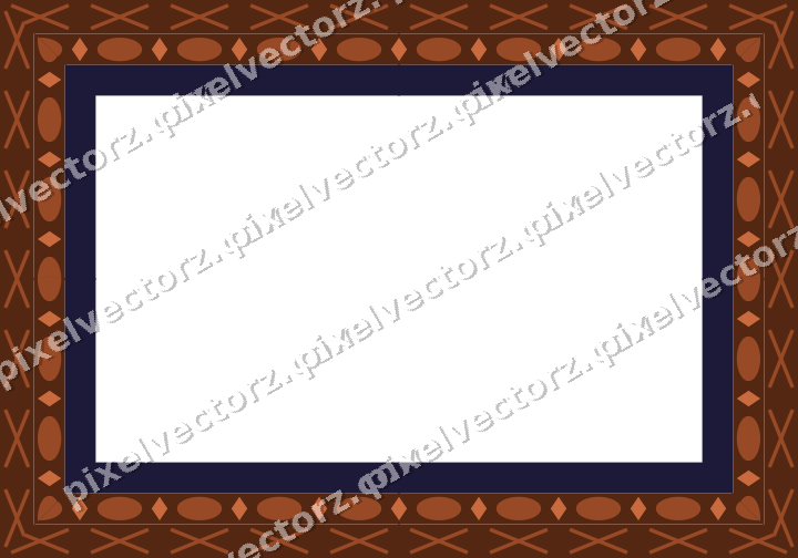 Decorative picture frame border in orange and blue with egg and dart