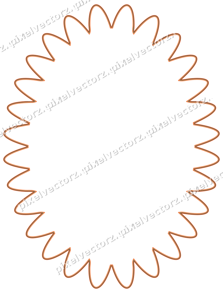 Decorative line art frame in orange and teal with oval