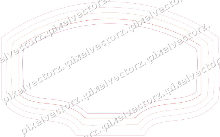 Decorative line art frame in red and orange with label plaque