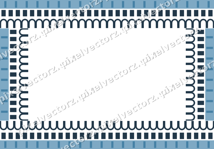 Decorative picture frame border in orange and cyan with dentil
