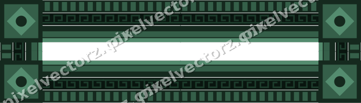 Decorative picture frame border in dark green and orange with dentil