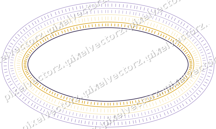 Decorative line art frame in amber and purple with oval