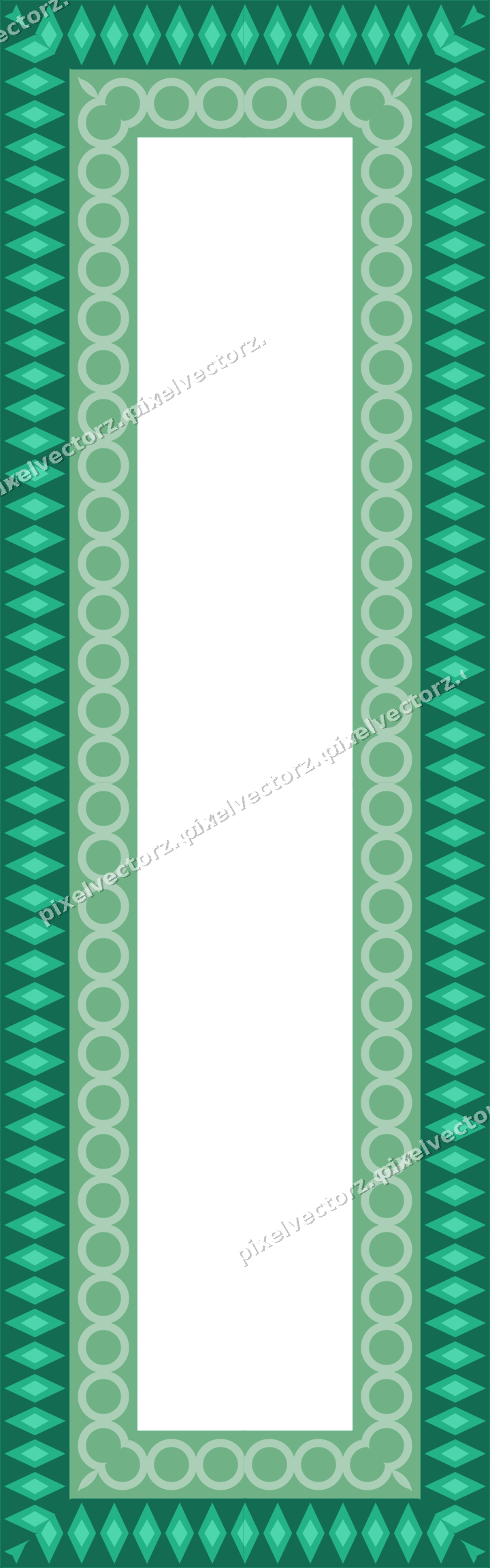 Decorative picture frame border in green and teal with diamond band
