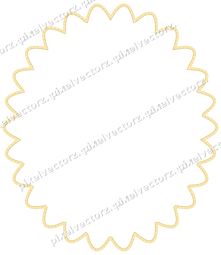 Decorative line art frame in amber and blue with oval