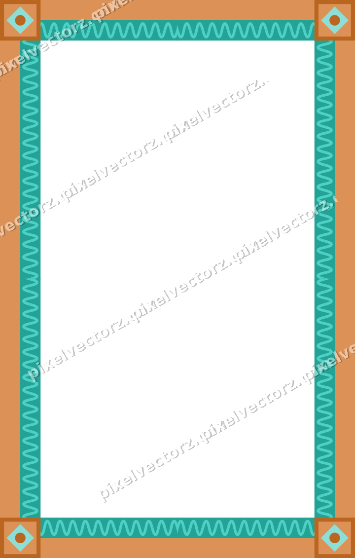 Decorative picture frame border in orange and teal with wave band