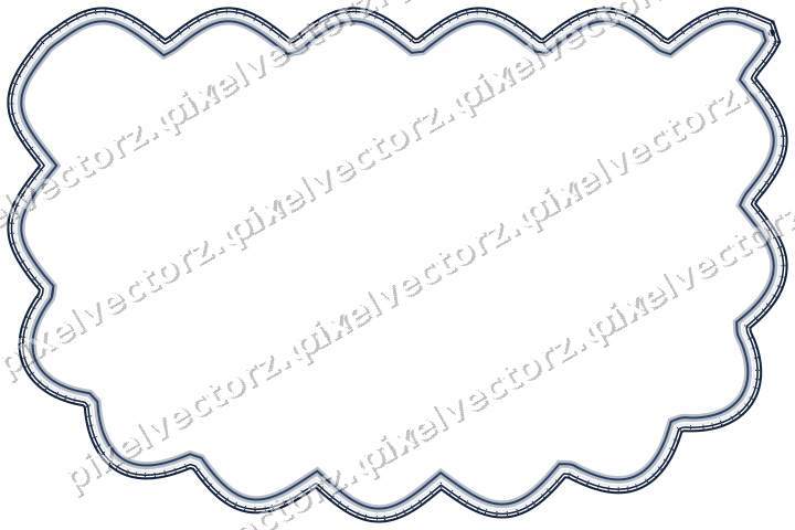 Decorative line art frame in dark blue and white with shield