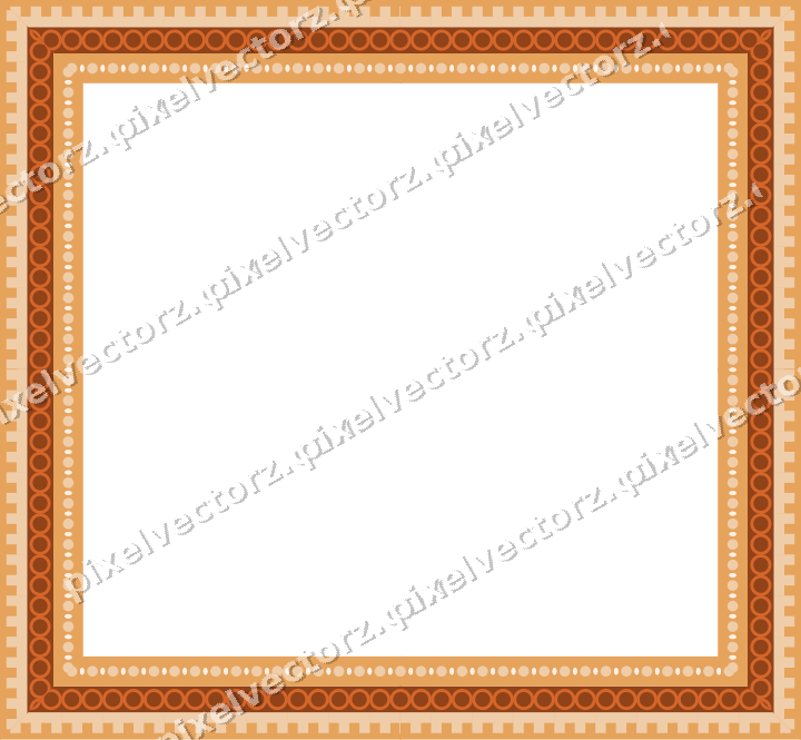 Decorative picture frame border in dark blue and orange with step band