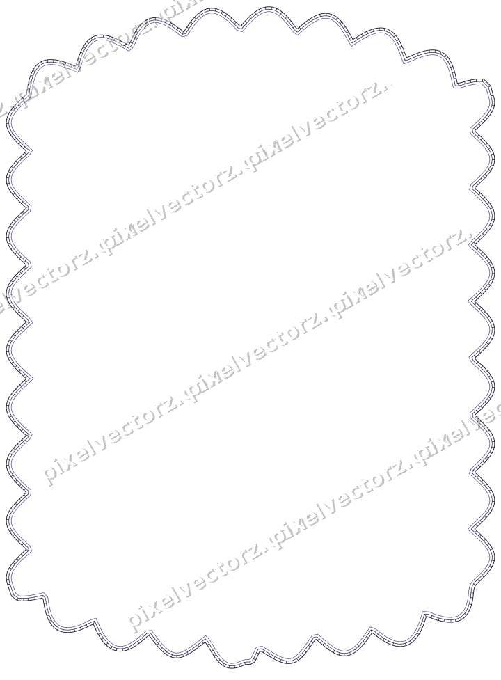 Decorative line art frame in orange and blue with label plaque