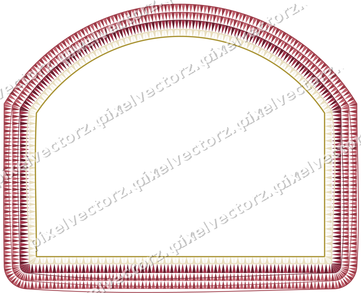 Decorative line art frame in dark pink and red with label plaque