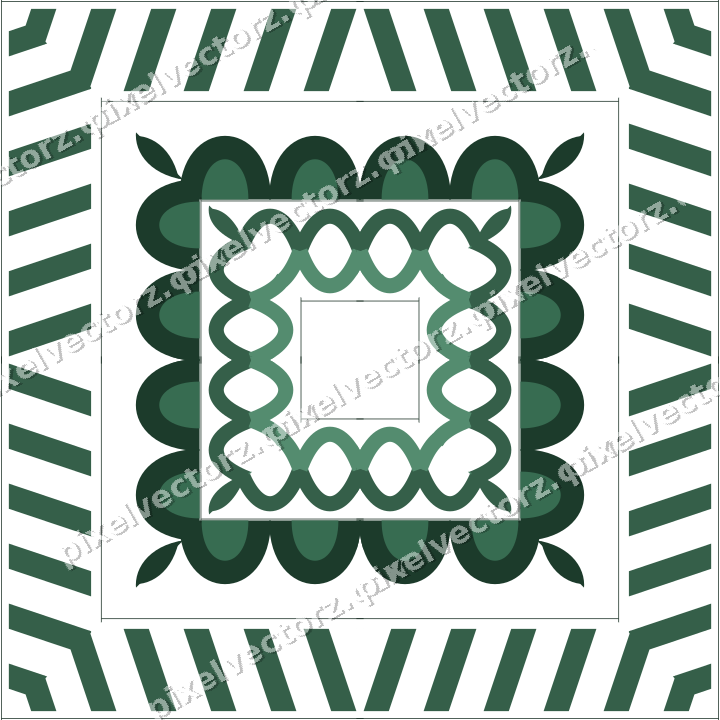 Decorative picture frame border in dark green with diagonal band