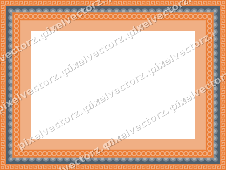 Decorative picture frame border in blue and orange with greek key