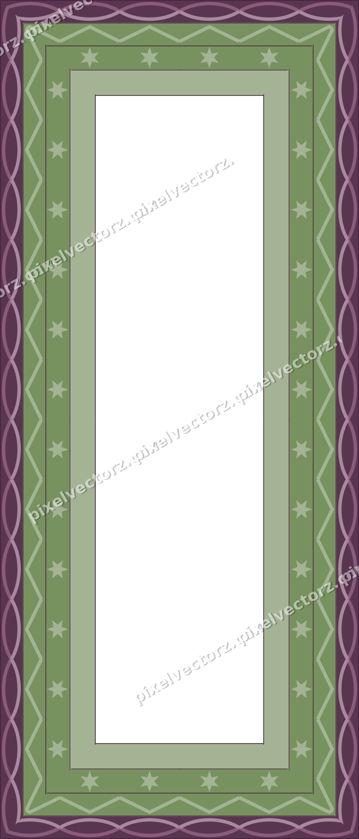 Decorative picture frame border in dark magenta and lime with zigzag