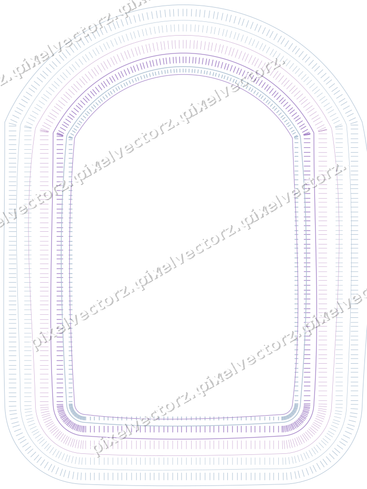 Decorative line art frame in purple and blue with label plaque