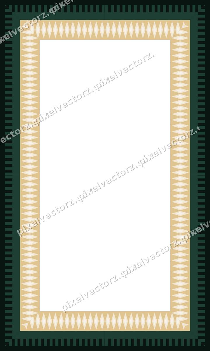 Decorative picture frame border in dark green and red with step band