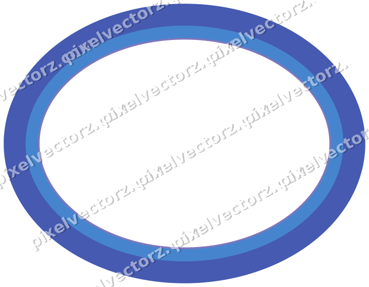 Decorative line art frame in blue and cyan with oval and solid band