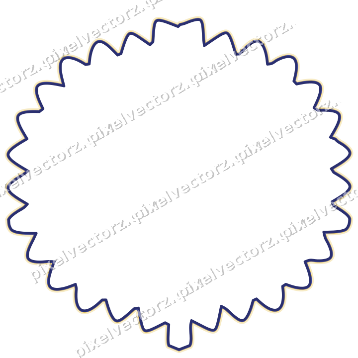 Decorative line art frame in dark blue and amber with label plaque