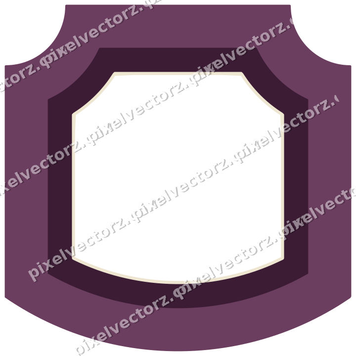 Decorative line art frame in dark magenta and amber with label plaque