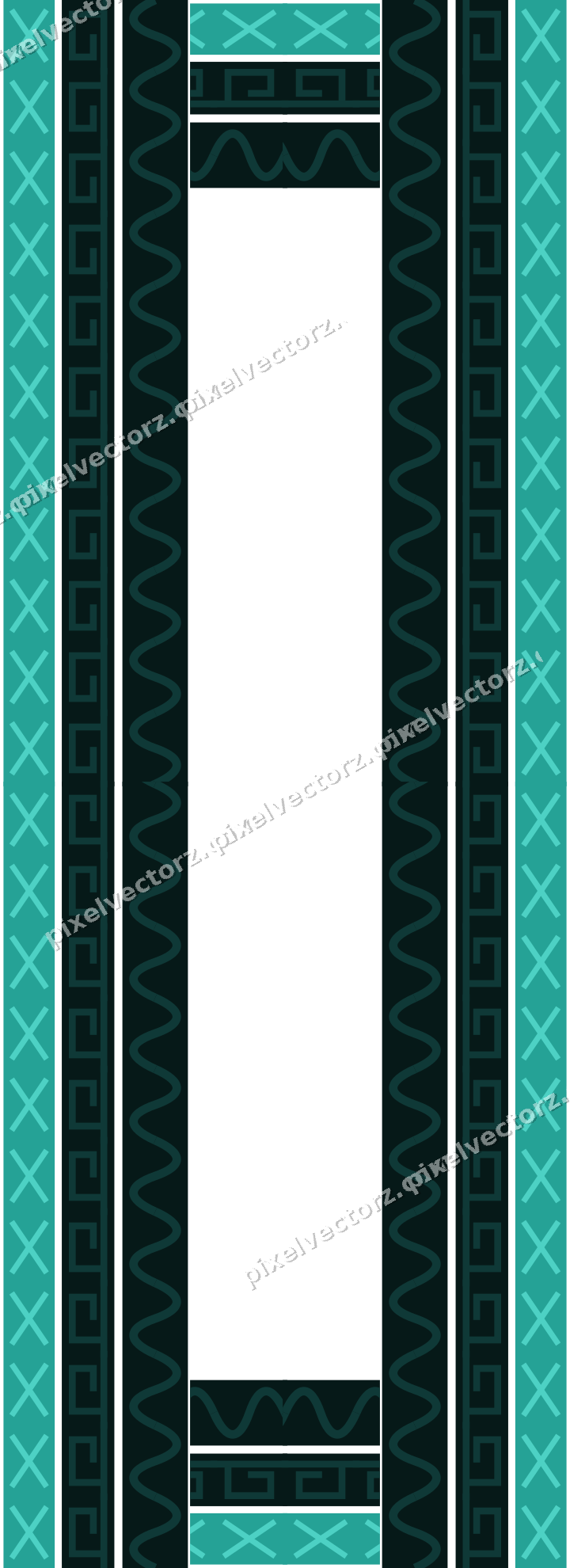 Decorative picture frame border in orange and teal with greek key