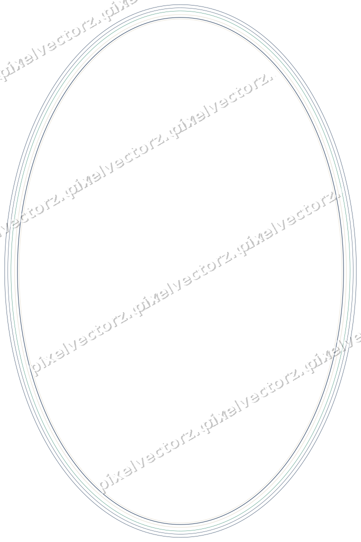 Decorative line art frame in amber and green with oval
