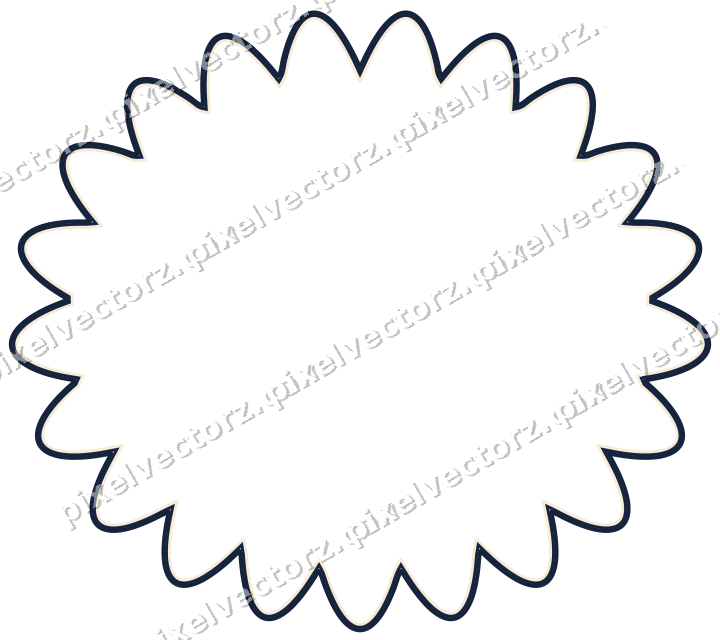 Decorative line art frame in dark blue and amber with oval