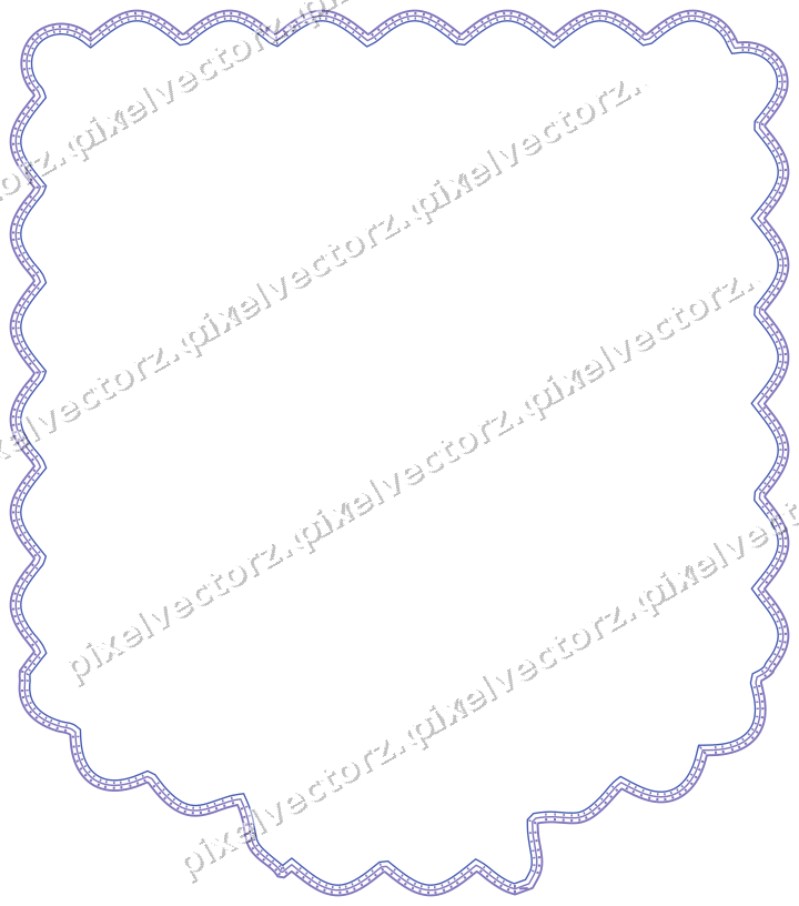 Decorative line art frame in blue and cyan with label plaque