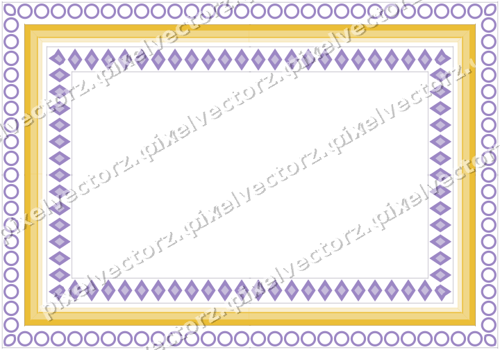 Decorative picture frame border in amber and purple with ring chain
