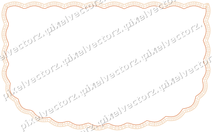 Decorative line art frame in dark blue and orange with shield